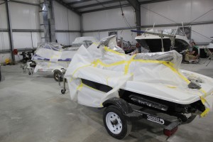 waverunners being painted and repaired